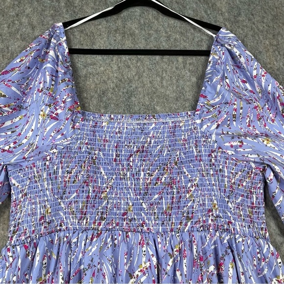 ELOQUII Elements Puff Sleeve Zebra Print Smocked Feminine Chic Boho Fun Dress - Picture 8 of 15